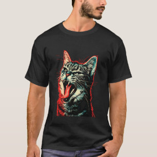 Coole kat steekt tong uit in speelse ongehoorzaamh t-shirt