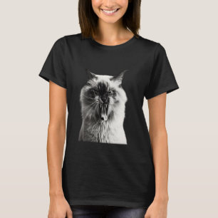 Coole kat steekt tong uit in speelse uitdaging t-shirt