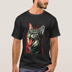 Coole kat steekt tong uit in speelse uitdaging t-shirt