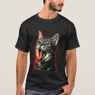 Coole kat steekt tong uit in speelse uitdaging t-shirt