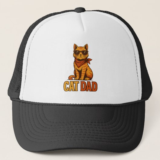 Coole Kat Vader Vintage Stijl Trucker Pet (Voorkant)