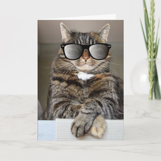 COOLE KAT VERJAARDAG ZONNEBRIL KAARTEN (Voorkant)