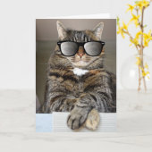 COOLE KAT VERJAARDAG ZONNEBRIL KAARTEN (Gele Bloem)