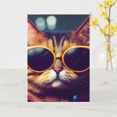 COOLE KAT ZONNEBRIL VERJAARDAGSKAARTEN KAART (Gele Bloem)