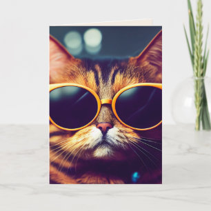 COOLE KAT ZONNEBRIL VERJAARDAGSKAARTEN KAART