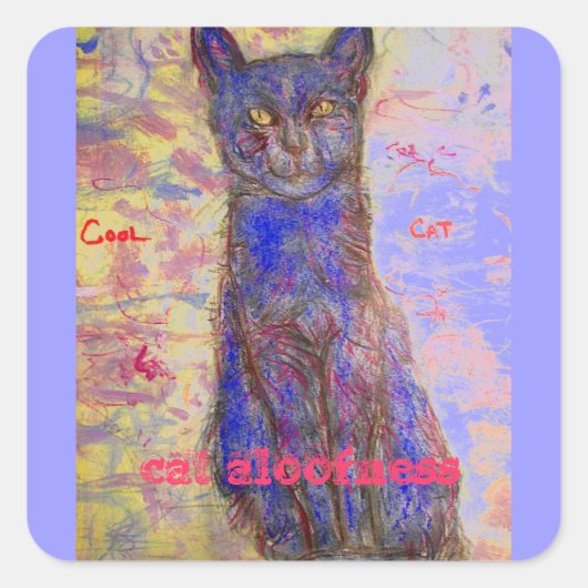 coole kattenwaanzin vierkante sticker (Voorkant)