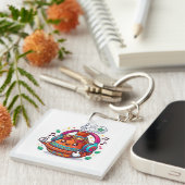 Coole Kawaii Marokkaanse Tagine Sleutelhanger (Voorkant Rechts)