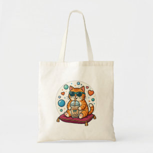Coole Kawaii Oranje Kat Boba Thee Aesthetic Boodsc Tote Bag