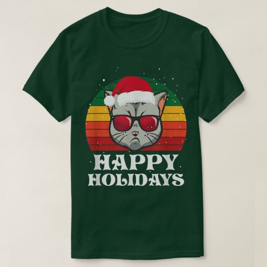 Coole Kerstkat Prettig Kerstfeest T-shirt (Design voorkant)