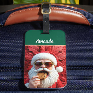 Coole kerstman bagagelabel
