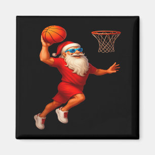 Coole Kerstman Basketbal Speler Dunker Kerstmis Ke Magneet