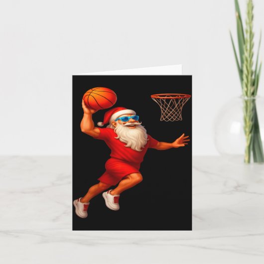 Coole Kerstman Basketbalspeler Dunking Xmas Kerstm Kaart (Voorkant)