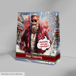 Coole kerstman cadeautas met aangepaste naam als a
