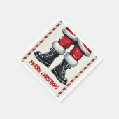 Coole Kerstman in Zwarte Laarzen Kerstfeest Servet (Hoek)