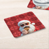 Coole kerstman kartonnen onderzetters (Schuin)