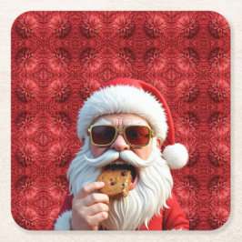 Coole kerstman kartonnen onderzetters
