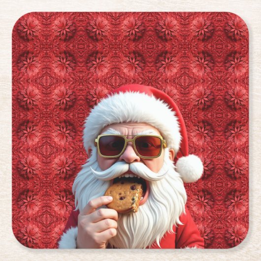 Coole kerstman kartonnen onderzetters (Voorkant)