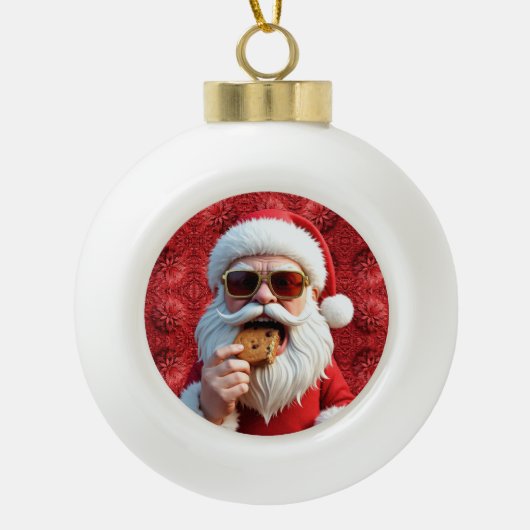 Coole Kerstman Keramische Bal Ornament (Voorkant)