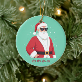 Coole Kerstman met zonnebril Ho Ho Ho Kerstmis Keramisch Ornament