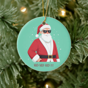 Coole Kerstman met zonnebril Ho Ho Ho Kerstmis Keramisch Ornament