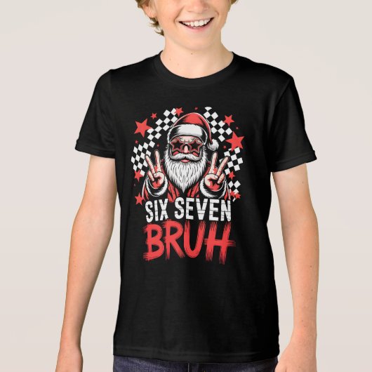 Coole Kerstman met zonnebril - Six Seven BRUH Tri-Blend Shirt (Voorkant)