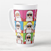 Coole Kerstman Pop Art met zonnebril Latte Mok (Linkerhoek)