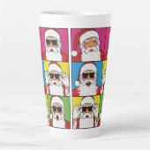 Coole Kerstman Pop Art met zonnebril Latte Mok (Voorkant)