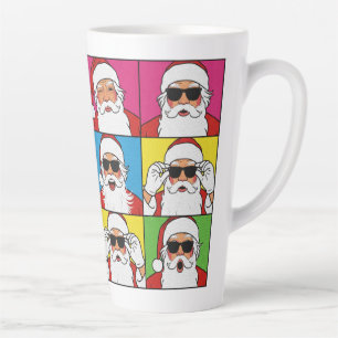Coole Kerstman Pop Art met zonnebril Latte Mok