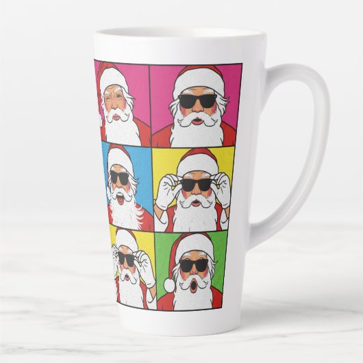 Coole Kerstman Pop Art met zonnebril Latte Mok (Rechts)