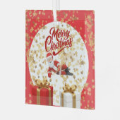 Coole Kerstman Vakantie met Kerstmis 🎅 Glas Ornament (Voorkant links)
