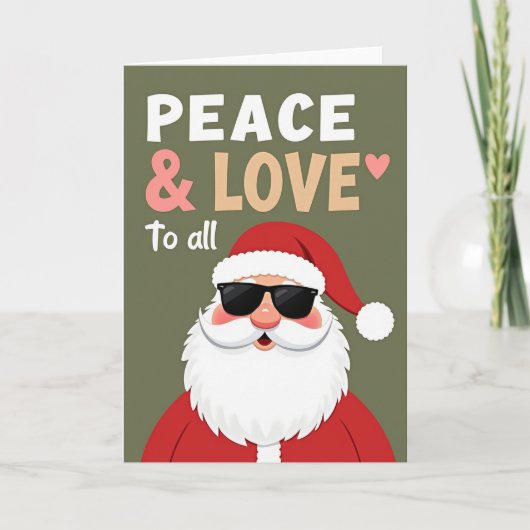 Coole Kerstman Vrede Liefde Kerstkaart Kaart (Voorkant)