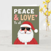 Coole Kerstman Vrede Liefde Kerstkaart Kaart (Gele Bloem)
