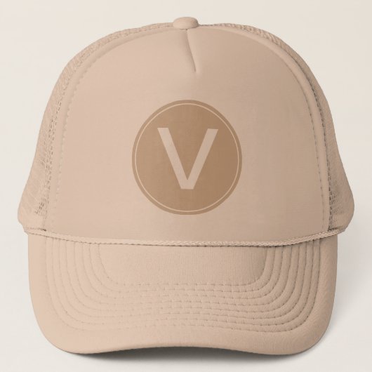 coole khaki en khaki monogram initiaal hoed. trucker pet (Voorkant)