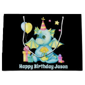 coole kinder unisex dragon voegt naam Happy Birthd Groot Cadeauzakje (Voorkant)