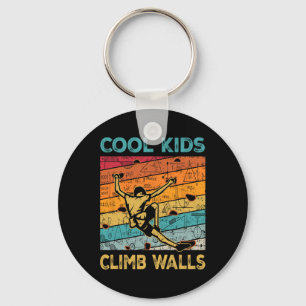 Coole kinderen klimmen muren extrem sport rotsklim sleutelhanger