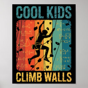 Coole Kinderen Klimmen Muren Rots Klimmen Bouldere Poster