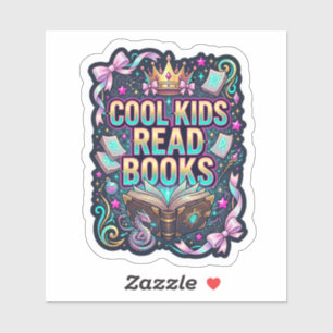 Coole kinderen lezen boeken - fantasie boekenliefh sticker