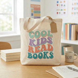 Coole kinderen lezen boeken - golvend boekliefhebb tote bag