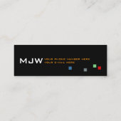 coole kleurenpixels modern professioneel zwart mini visitekaartje (Achterkant)