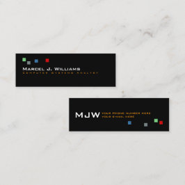 coole kleurenpixels modern professioneel zwart mini visitekaartje