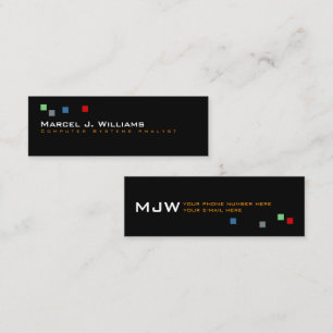 coole kleurenpixels modern professioneel zwart mini visitekaartje