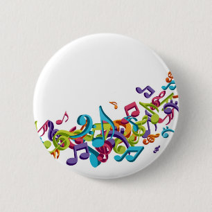 coole kleurrijke muzieknoten en geluiden ronde button 5,7 cm