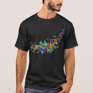 coole kleurrijke muzieknoten en geluiden t-shirt
