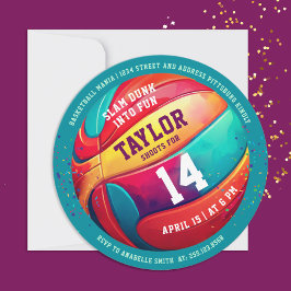 Coole kleurrijke sport slam dunk basketbal verjaar kaart