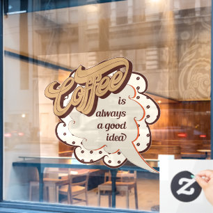 coole koffiewinkel, kunst in het tekstgedeelte Win Raamsticker