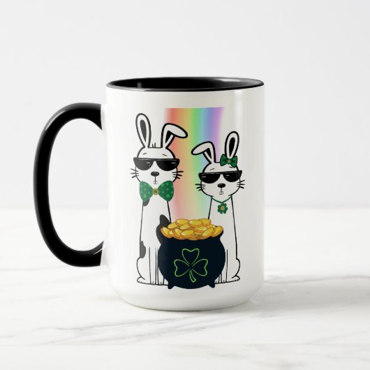 Coole konijnen en pot met goud mok (Links)