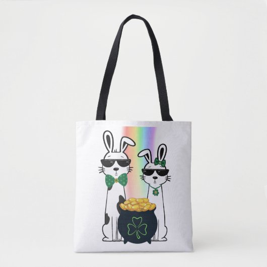 Coole konijnen en pot met goud tote bag (Voorkant)