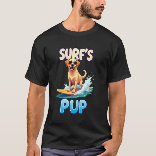 Coole Labrador Surfende Hond T-shirt (Voorkant)