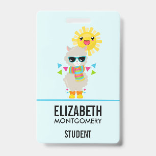 Coole Lama en Glimlachende Kawaii Zon Badge