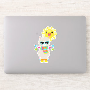 Coole Lama en Lachende Kawaii Zon Sticker